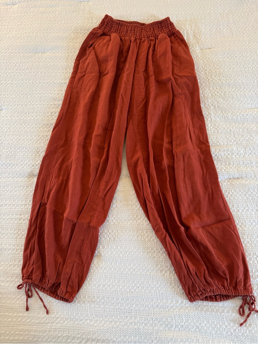 Old Navy Rusty Orange Elastic Waist linen blend harem pants